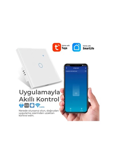 Tuya Wifi Akıllı Tek Kanal Dokunmatik Anahtar