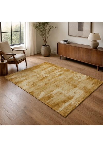Kartela Halı Vintage Halı Kaymaz Taban Makinede Yıkanabilir Halı Hardal Sarısı - 100 X 150 Cm