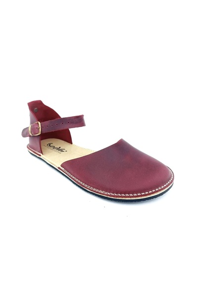 Bodhi Handcraft Kadın Barefoot Hakiki Deri Minimalist Günlük Sandalet El İmalatı Bordo