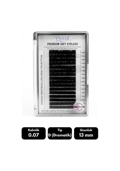 Misyul 0.07d Dramatik Kıvrım 13 Mm Soft Eyelash Doğal İpek Kirpik 16'lı