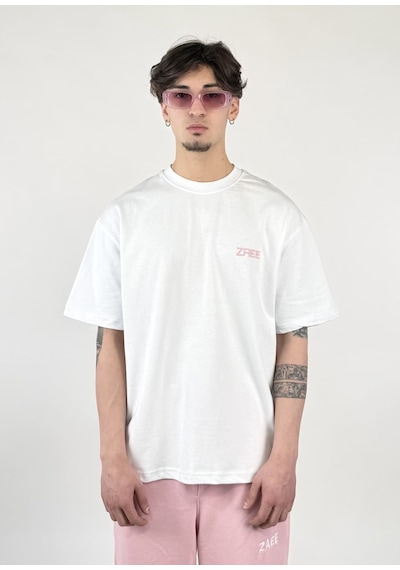 Zaee Club Nakışlı Oversize Unisex T-shirt Pembe