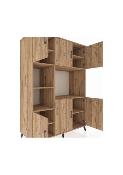 Kronos Dolap 9 Raflı 6 Kapaklı 132x59x195 Çam-çam/çam Çam
