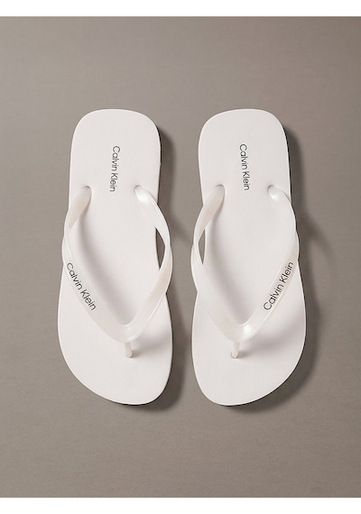 Calvin Klein Kadın Metallic Terlik-15535 Beyaz