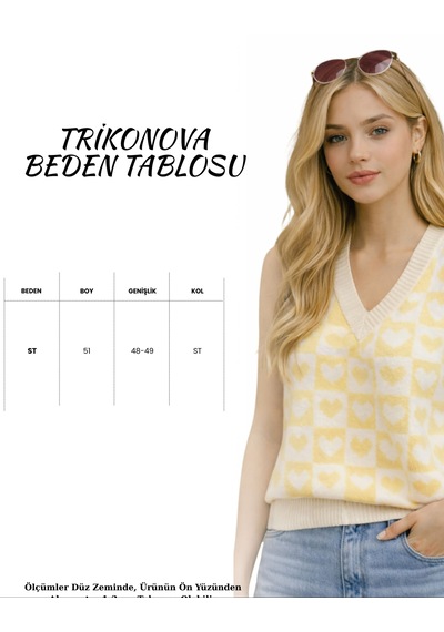 Trikonova Kalpli V Yaka Regular Kadın Süveter Sarı
