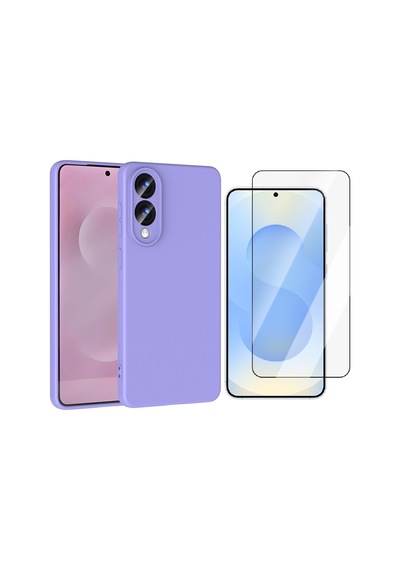 Vendas Galaxy Uyumlu S25 Edge  Kılıf Vendas Mara Lansman Kapak + Cam Ekran Koruyucu Lila