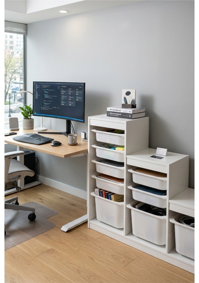 Nest 9 Sepetli Düzenleme Dolabı 3 Büyük 6 Küçük Sepetli Y:93 G:132 D:30 - Beyaz