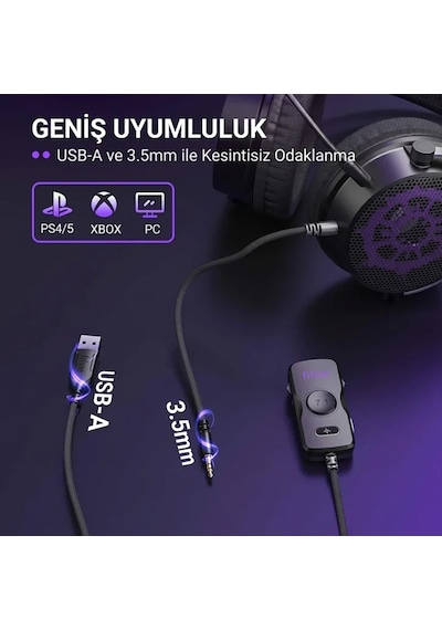 Fifine Ampligame H18v 7.1 Surround Open-back Oyuncu Kulaklığı