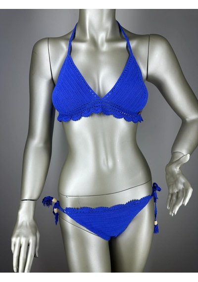 İvita Koyu Mavi Dantel Detaylı Çok Tarz El Yapımı Tığ Örgüsü Bikini