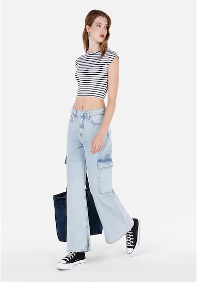 Colin's Colins Cargo Fit Yüksel Bel Daralan Paça Kadın Mavi Jean Pantolon Cl1069983 Q1.v1 Dn00214 Denim