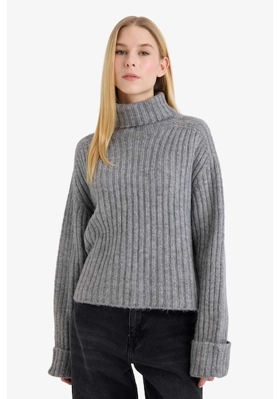 Defacto Oversize Geniş Kalıp Balıkçı Yaka Kazak G5463ax25wngr253 Gri-gr253