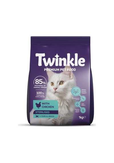 Twinkle Kedi Maması Tavuklu Yetişkin Kısırlaştırılmış Kedi Maması 1 Kg Premium Pet Food 20'li Paket