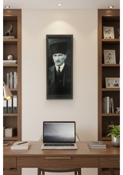 Atatürk Tablosu - 25x60 Cm Dikey Uv Baskılı Mdf Atatürk Poster Tablo