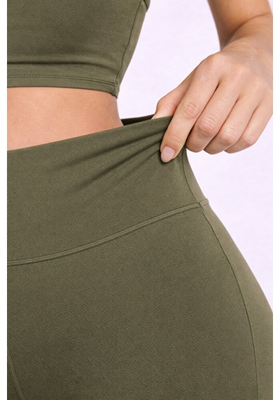 Pantofit Şardonlu Yüksek Bel Kadın Tayt Toparlayıcı Slim Fit Kışlık Ka Haki