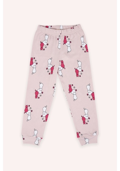 Panço Kız Çocuk Desenli Pembe Pijama Takımı