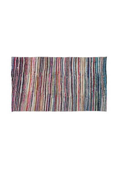 El Dokuması Vintage Yün-pamuk Çizgili Çaput Halı 32474 143 X 250 Cm Çok Renkli