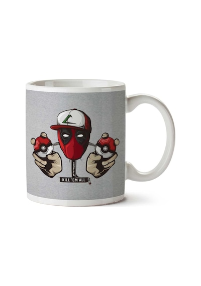 Deadpool Pokemon Kill Em All İki Tarafı Baskılı Kupa Bardak