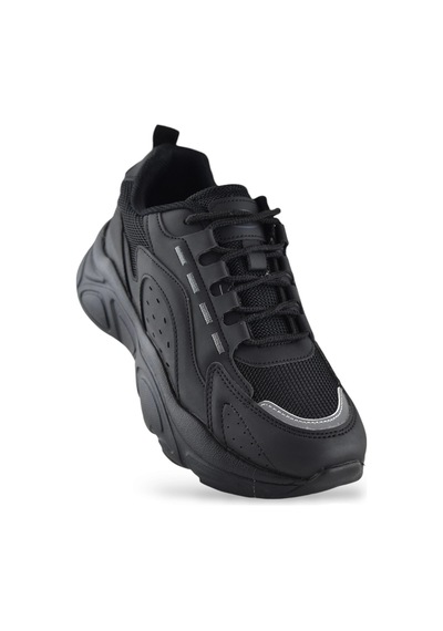 Papatay Mp 2076 Rahat Ortopedik Taban Günlük Unisex Spor Ayakkabı Kalın Taban Siyah