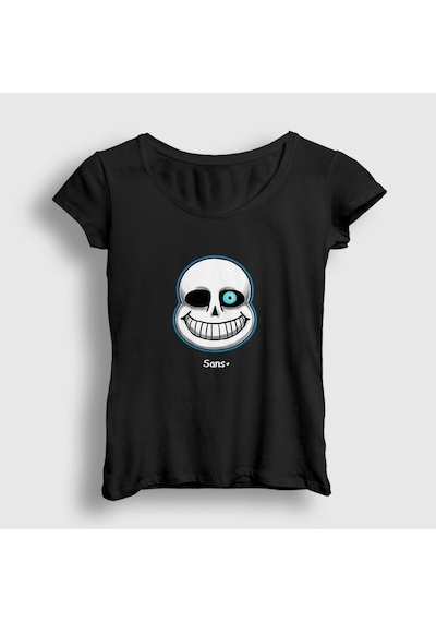 Presmono Kadın Face Sans Undertale T-shirt Siyah