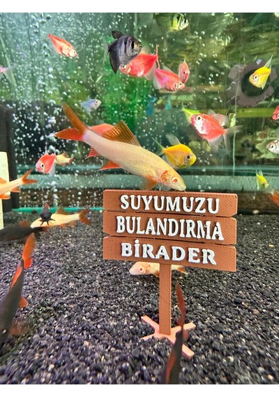 Akvaryum Tabela Dekoru Suyumuzu Bulandırma Birader 6x5 Cm Suya Batan Model Tbl-65-bırader, One Size