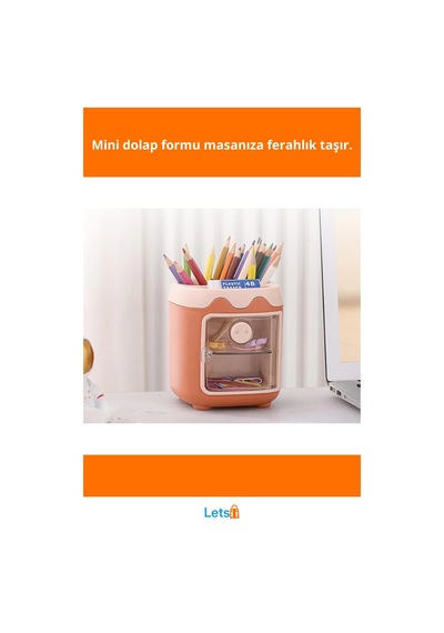 Mini Dolap Tasarımlı Kalemlik Masa Düzeni İçin Eğlenceli Çözüm Çok Renkli