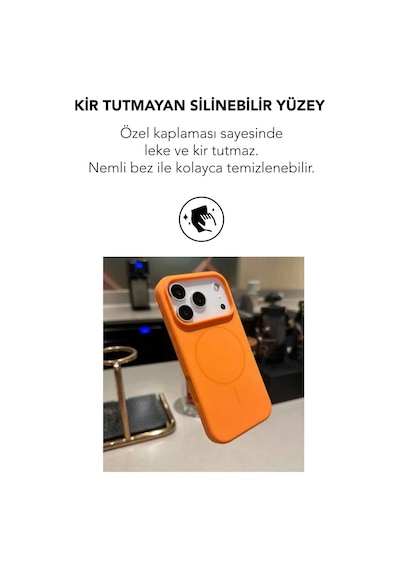 Apple İphone 17 Pro Max Uyumlu Magsafe Lansman Silikon Kılıf Turuncu