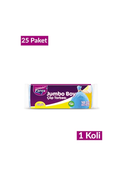 Güçlü Çöp Torbası Jumbo Boy 10'lu 80 X 110 Cm 25 Paket 1 Koli