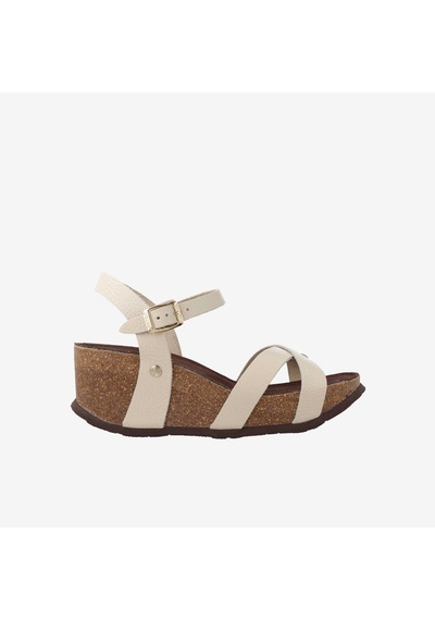 White Sandalet Kadın G106776 Genuins Cannes Embossed Leather Chalk Beyaz