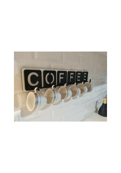 Pey Aksesuar Coffee Yazılı Mutfak Fincan Ve Kupa Askılığı 45cm X 10cm 45 X 10
