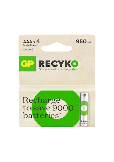 Batteries Recyko 950 Aaa İnce Kalem Ni-mh Şarjlı Pil, 1.2 Volt, 4'lü Kart