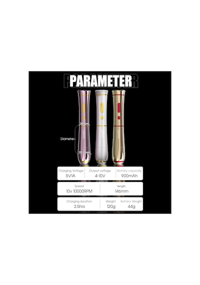 Mast P40 Pmu Gümüş 2.5 Mm Stroke Kablosuz Kalıcı Makyaj Makinesi
