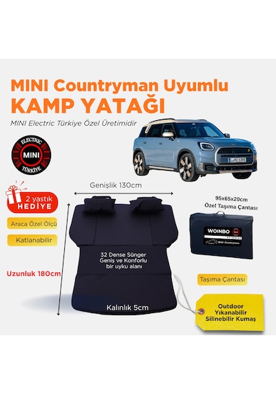 Mını Countryman Araç Kamp Yatağı Mını Electric Türkiye Özel Üretim Siyah