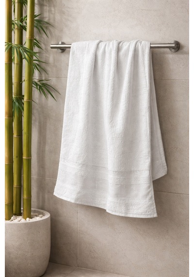 Bambu Banyo Havlusu Beyaz Otel Tipi - 70 X 140 - Lüks Bambu Havlu Bambu Ağacı Jakarlı