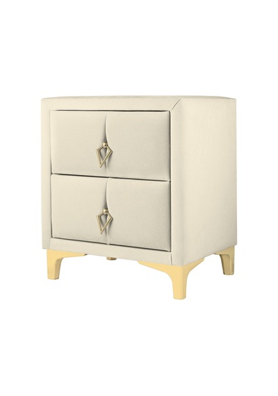 Harmony Gold Iki Çekmeceli Komodin- Yatak Odası Kumaş Döşemeli 2 Kapaklı Komodin Modeli Beyaz Harmony Gold Iki Çekmeceli Komodin- Yatak Odası Kumaş Döşemeli 2 Kapaklı Komodin Modeli Beyaz