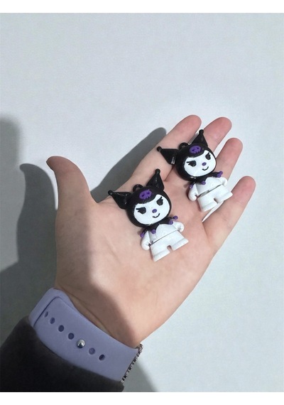 Asi Ruh Kuromi Figür Anahtarlık Charm- Hareketli Eklemli Kawaii Aksesuar