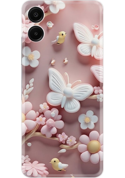 Samsung Galaxy Uyumlu A06 Kılıf Boutique Baskılı Resimli Pembe Kelebekler Pcode -088