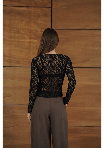Verymoda Dügmeli Dantel Ceket F2072 Siyah
