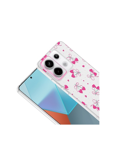 Redmi Note 13 Pro 5g Kılıf Kamera Korumalı Desenli Zore Klip Kapak - Kalpli Kiraz -