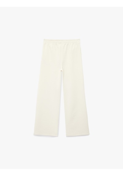 Koton Modal Karışımlı Beli Lastikli Basic Geniş Paça Pantolon Ekru 6wkg40132ak Ekru