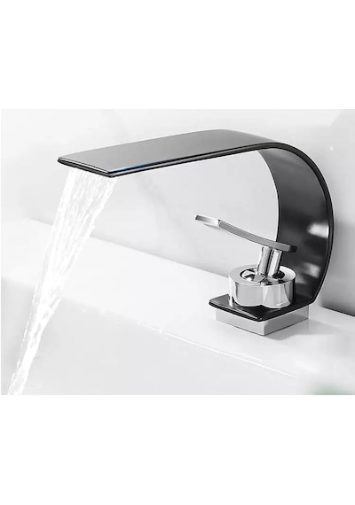 Özel Seri Şelale Banyo Lavabo Bataryası Mat Siyah