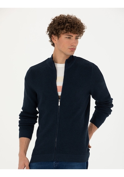 Pierre Cardin Erkek Lacivert Melanj Hırka Triko 50278100-vr120 Lacivert Melanj