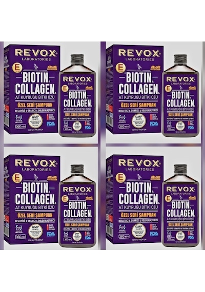 Revox Biotin Kolajen At Kuyruğu Şampuan Besleyici Onarıcı Dolgunlaştırıcı 4 X 360 Ml Tüm Saç Tipleri