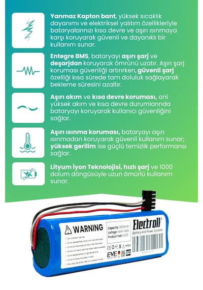 Xiaomi Mi Robot Vacuum Mop P Uyumlu Batarya 3500mah