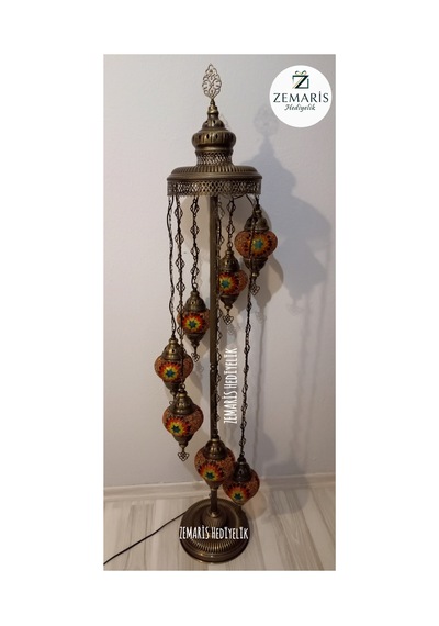 El Yapımı Otantik Mozaik Lambader 7 Li Kırmızı - 761810958 Diğer