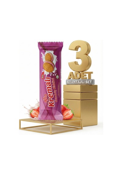 Afia Çilek Kremalı Sandviç Bisküvi 3x60 Gr