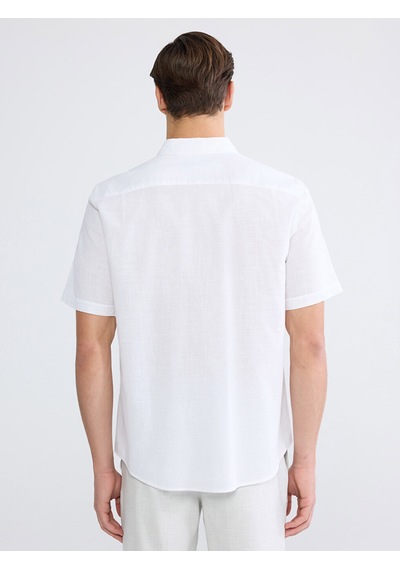 Lcwaıkıkı Classic Beyaz Regular Fit Keten Karışımlı Erkek Gömlek