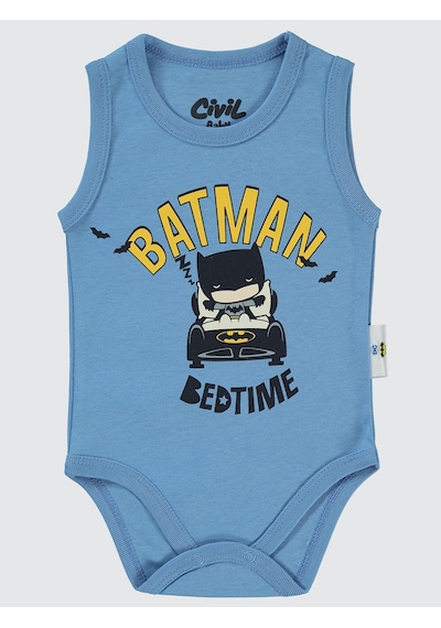 Batman Civil Baby Erkek Bebek Çıtçıtlı Badi 1-18 Ay Açık İndigo Açık İndigo