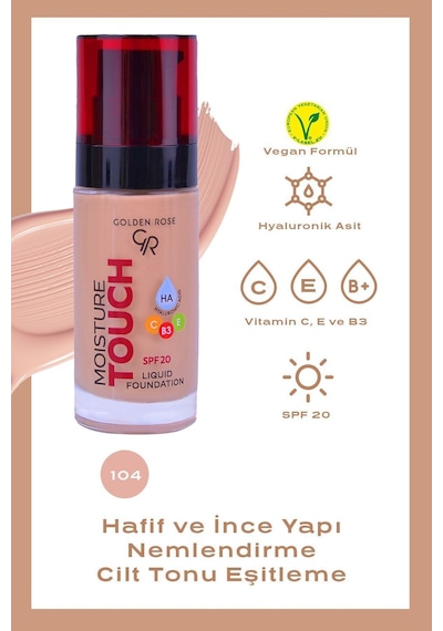 Golden Rose Moisture Touch Liquid Foundation SPF20 104