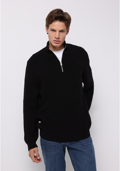 Colin's Colins Regular Fit High Neck Jakarlı Erkek Siyah Kazak Cl1076440 Q1.v2 Blk Siyah