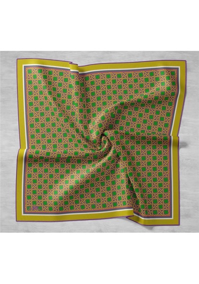 Silk Home Eflatun Yeşil Karma Desen Tivil İpek Eşarp 11424-63