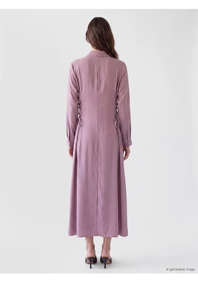 Lcw Modest Pembe Bağlama Detaylı Modal Karışımlı Gömlek Elbise
